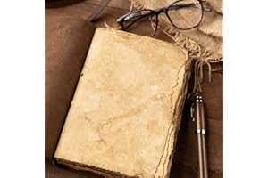 ALCRAFT Carnet de croquis vintage en cuir fait à la main avec bord de pont antique en cuir - Carnet de croquis - Journal épais - Journal vintage pour homme et femme 20.32 x 15.24 CM