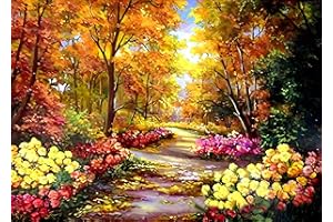 MXJSUA DIY 5D Diamond Painting Kits de perforación cuadrados completos Rhinestone Picture Art Craft para la decoración de la pared del hogar 30x40cm Autumn Landscape Blossom