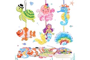 MONCAP 12pcs Sea Themed Craft Set for Kid Creative Marine Animal Poke Art Toy Make Your Own Under The Sea Themed Poking Art Craft for 4-12 Years Kid Child Grandchild DIY Ocean Art Craft Project Decor