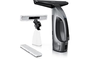 Brandson - Akku Fenstersauger - Fensterreiniger - Fenster Reinigungsgerät - Window Vacuum Cleaner - 2200mAh Li-Io-Akku - 150 ml Wassertank - Inkl. Sprühflasche mit Mikrofaser Wischbezug