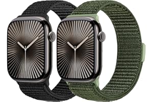YONGBB 2 Pack Correas Deportivas de Nailon Compatible con Apple Watch 38mm 40mm 41mm 42mm 44mm 45mm 46mm 49mm, Correa de Repuesto Ajustable para iWatch Series 11/10/9/8/7/6/5/4/3/2/1/SE 3/Ultra 3