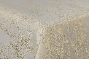 First-Tex Tischdecke Damast Jacquard Brilliant Meliert 130x160 eckig in Creme/Champagner mit gerade Saumkante
