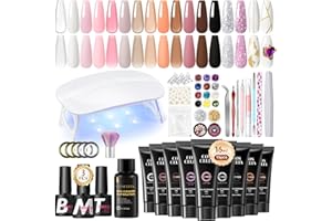 Coscelia Kit Ricostruzione Unghie 15 colori 16ml Gel Ricostruzione Unghie con 6W Lampada Unghie, 30ml Slip Solution, Base e Top coat Semipermanente, Kit Unghie Completo per Principianti