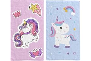 ‎DAMALOO damaloo 2er Set Kinderhandtuch 30x50 cm aus Baumwolle – Gästehandtücher mit Einhorn-Motiv – Kleine Handtücher für Mädchen – Händetücher oder Waschlappen für Kinder