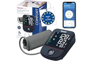 Beurer BM 48 Misuratore di pressione da braccio, funzionamento semplice con un pulsante, misurazione delicata e veloce, rilevamento aritmia, polsino 22-42 cm, con app, trasferimento dati Apple Health