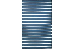 JEMIDI Tappeto Esterno Terrazzo 120x180 cm - Tappeti Esterni Giardino Grandi - Arredamento Salotto Moderno - Lavabile Pelo Corto - a Righe Blu Scuro