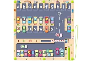 Tenuiskft Montessori zabawka magnetyczna, drewniany labirynt zabawka dla dzieci od 3, 4 lat, alfabet, zabawka edukacyjna, zabawka motoryczna, zabawka sensoryczna dla dzieci 5-7