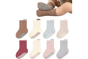 YANWANG 8 Paia di Calzini Antiscivolo con Grip per Bambini Piccoli Calzini Traspiranti per Neonati Bambini Bambina