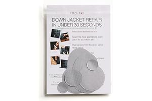 DJR Pro-Fix Down Jacket Repair Patches: Easy to Use, Pre-Cut, Self-Adhesive, Waterproof Fabric, Tear-Resistant Rip-Stop Nylon Fabric Patches for Clothing, Down Jacket Patches, Outdoor Gear - Silver