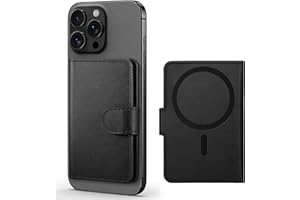 SHIELDON Tarjetero Adhesivo Cartera Magnética de Piel Genuina [Bloqueo RFID][Ranuras para Tarjetas] Cartera para iPhone 16/iPhone 15/iPhone 14/iPhone 13/iPhone 12 – Napa Negra