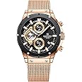 NAVIFORCE Fashion Stainless Steel Mesh Band Chronograph Quartz Watch for Men Auto Date Sport Waterproof Analog Wrist Watches