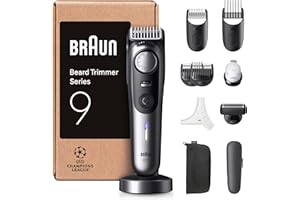 Braun Recortadora De Barba Series 9 BT9545, +11 Accesorios Para Barba, 52 Longitudes, ProBlade, Cromo