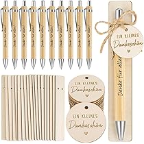 Clabby 10 Pièces Stylo à Bille Rétractable En Bois Gravé - Merci Pour Tout - Cadeau De Remerciement Pour Professeur, Collègue Et Personnel