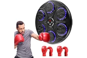 VOLIVEETA Music Boxing Machine, Smart Bluetooth LED Boxing Machine with 2 Pairs of Boxing Gloves, Wall Mounted Punching Machine with 9 speed modes and 9 colorful lights for Kids and Adults