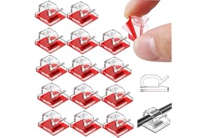 FENGZIZH 60 Pcs Self adhesive Cable Clips, Outdoor Light Wire Clips Cable Tidy Hooks Cord Organiser Holder for Cable Management, Christmas Hanging Decorations Fairy Light, Transparent (Large)