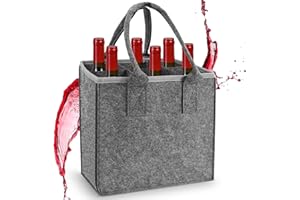 HAIANE Torba na 6 butelek, męska. Wykonana z wysokiej jakości filcu. Wielokrotnego użytku, składana torba filcowa na butelki piwa, wina i napojów.