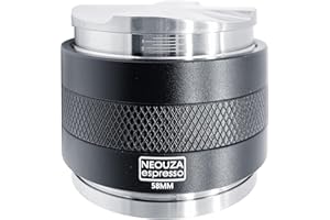 NEOUZA 58mm Laser Calibration Scale Coffee Distributeur & Tamper 2 en 1, niveleur à espresso à double tête pour porte-filtre de machines du groupe E61, profondeur réglable