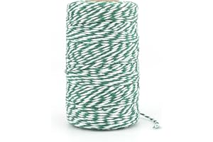 jijAcraft zielony i biały bawełniany sznurek 100M linka bożonarodzeniowa, do pakowania prezentów, zrób to sam, dekoracja, kreatywny wypoczynek