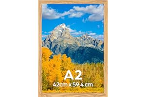 Vasemouh Ram A2 i rustikt MDF-trä, väggram 42 x 59,4 cm (vertikal/horisontell display), för foton, affischer och konstverk, 1