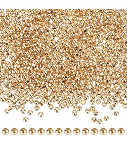 Lot De 250 Perles En Acier Inoxydable Doré - 5 Tailles (2-6 Mm) - Pour Fabrication De Bijoux, Bracelets, Colliers - 6
