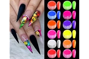 BISHENGYF 12 Boîtes Pigmento in polvere per unghie, Pigmenti fluorescenza Polvere glitter ultrafine per unghie Pigmenti per unghie Polvere per unghie Glitter gradiente Iridescente Decorazioni unghie