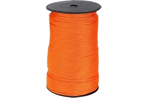 sourcing map 5mm Polypropylene Rope Braided Ropes, 100m Nylon Rope Hollow Utility Cord for Clothesline, Camping, Hiking, Outdoor, Dark Orange