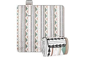 TranRantic Picknickdecke Wasserdicht, 200 x 200 cm Groß Stranddecke Sandfrei, Waschbar Strandmatte, Camping Decke mit Tragegriff, Outdoor Decke für Picknick, Strand, Camping, Garten, Park(Boho)