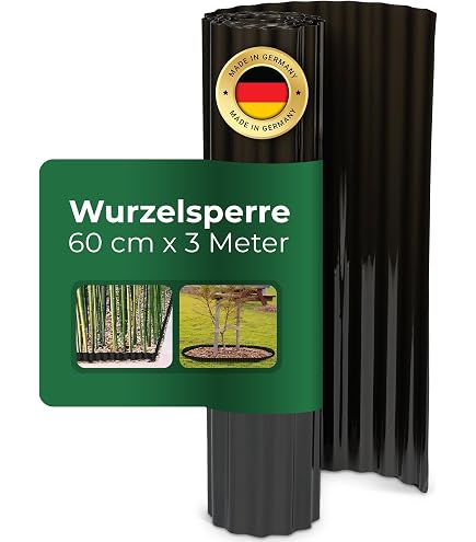 Bambusbrse Wurzelsperre - Rhizomsperre 100cm hoch 2mm Strke 12m Lnge -  individuell formbar, aus hochwertigem HDPE | Rhizomsperre Bambus |  Wurzelsperre Bambus : Amazon.de: Garten