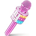 MicQutr Micro Karaoké Bluetooth sans Fil avec Effets Lumineux Disco, Enceinte Portable Intégrée pour Enfants Garçons Filles Adultes, Idée Cadeau Anniversaire Noël Fête KTV Soirée Maison