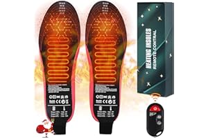 HYLQUP Beheizbare Einlegesohlen Mit Fernbedieung Kann 3500 MAH Zugeschnitten Werden Beheizbare Sohlen mit Akku 3 Stufen Einstellbare Wiederaufladbar Fußwärmer für Mann Frau Skifahren Angeln