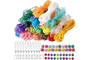 Gudotra 200 Pièces Scoubidou Fil 20 Couleurs x 100cm avec Porte-clés Crochets Perles Cloches pour Bracelets Colliers Bricolage l'Artisanat
