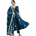 GoSriKi Women's Rayon Blend Printed Anarkali Kurta with Pant & Dupatta