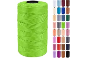 Uiopa Macrame Yarn 3 mm x 200 m Polypropylene Flat Macrame Cord Ribbon Yarn Macrame Cord Coloured for Crochet, Knitting, Decoration, DIY Crafts