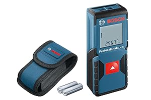 Bosch Professional Laser Measure GLM 30 (Single-Button Use, Imperial System, Measuring Range: 0.49 - 98 ft, 2 x 1.5 V Batteries, Protective Bag)