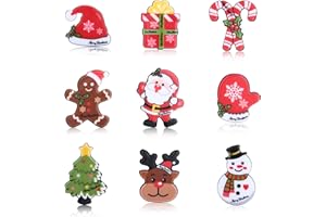 LOLIAS 6/9 Pezzi Set di Spille per Spille Natalizie Spille Smaltate Natale Babbo Natale Fiocchi di Neve Renne Pupazzo di Neve Campane Alberi di Natale Spille Gioielli per Decorazioni Natalizie