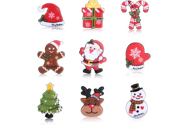 LOLIAS 6/9 Pièces Ensemble de Broches de Noël Broches en émail Multicolore noël Père Noël Flocons de Neige Renne Bonhomme de Neige Cloches Arbres de Noël épingles à Bijoux pour Décorations de Noël