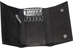 Foonii Estuche para llaves multifunción de piel sintética con cremallera, para hombre y mujer