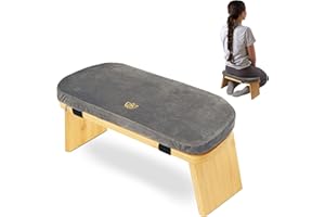 Florensi Meditationsbank - Meditationsbank Klappbar - Ergonomischer Bambus Meditationshocker - Stabiler Meditationsstuhl mit Meditationskissen zum Knien & Sitzen - Tiefere & Längere Meditation