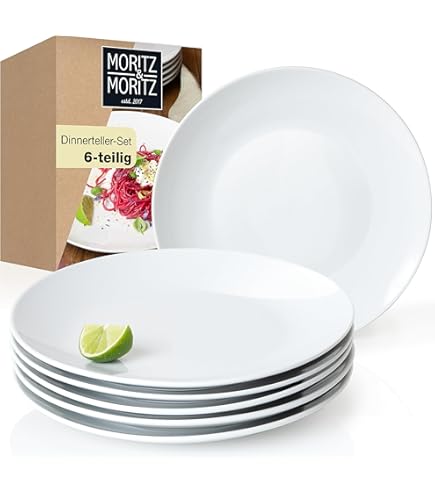 Assiette à Soupe MamboCat Lotta Service De Table 12 Pièces I Vaisselle En Porcelaine Blanche Pour 6 Personnes I Assiette Pates Creuse