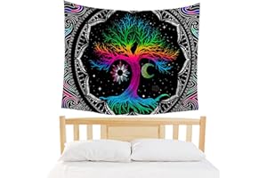 MISOYER Tentures murales Mandala, Indian Purple Burning Sun Stars Psychedelic Mystic Tie-Dye Plage, Tapisserie Murale pour Chambre à Coucher Live Room Dortoir