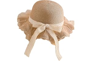 XYIYI Kid Girls Summer Straw Hat Sun Protection Visor Hats Foldable Wide Brim Bowknot Beach Cap for 2-8 Years Old