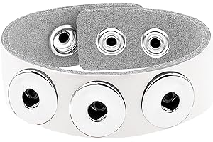 Andante BRACCIALE in cuoio per Chunks Click-Buttons con bottone a pressione (18-22 cm) bianco