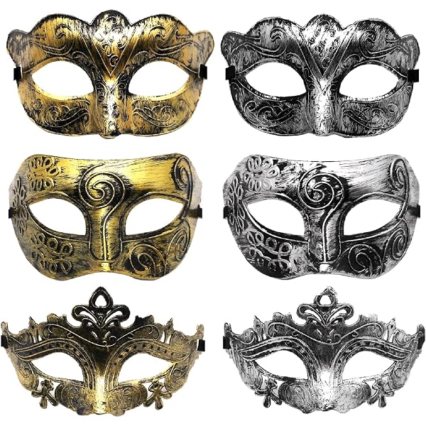 Masques Dentelle WLLHYF Lot De 3 - Masque Bal Masqué Adulte - Noir/or/argent - Cosplay Soirée