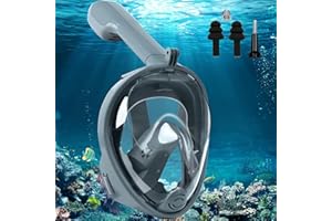 4-PEJIIJAR Mascara Snorkel Adulto Completa, 180° Panorámica HD Vista Mascara Buceo, Snorkel Mask Dry Antivaho, Gafas Snorkel Cristal Templado Anti-Fugas, Profesional Gafas Buceo para Hombres Mujeres