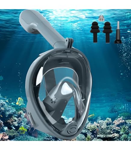 HJKB Duikmasker, snorkelmasker met 180 graden gezichtsveld en 2 afneembare snorkels, duikmasker, volmasker, anti-condens en lek, voor kinderen en volwassenen, wit en aquamarijn, maat L/XL HJKB Duikmasker, snorkelmasker met 180 graden gezichtsveld en 2 afneembare snorkels, duikmasker, volmasker, anti-condens en lek, voor kinderen en volwassenen, wit en aquamarijn, maat L/XL
