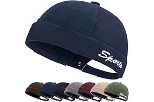 YKDLLF Cappello Uomo Senza Visiera Docker in Cotone Denim Regolabile Berretto da Portuale Rolled Cuff Brimless Cappellino da Portuale Uomo Retro Docker-cap