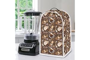 Poceacles Copertura antipolvere per frullatore, motivo caffè, anti impronte digitali, antipolvere, per cucina domestica, resistente alle macchie, supporto per mixer o caffettiera, copertura