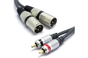 VITALCO 2x XLR Macho a 2x RCA 1.5m Cable Audio Adaptador XLR de 3 Pines a Doblo RCA conectores estéreo Divisor de Audio 3-pin Cable de Micrófono