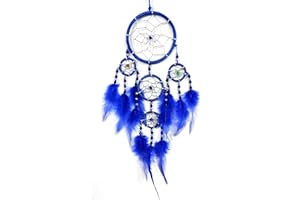 BRILLIANT GIFTS BLUE DREAM CATCHER MODERN CONTEMPORARY STYLE WITH BEAUTIFUL BEADS AND FEATHERS