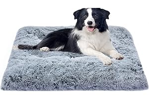 DEBANG HOME Coussin pour grand chien de taille moyenne, doux et confortable, matelas de cage en peluche lavable ,Gris (105X70CM）